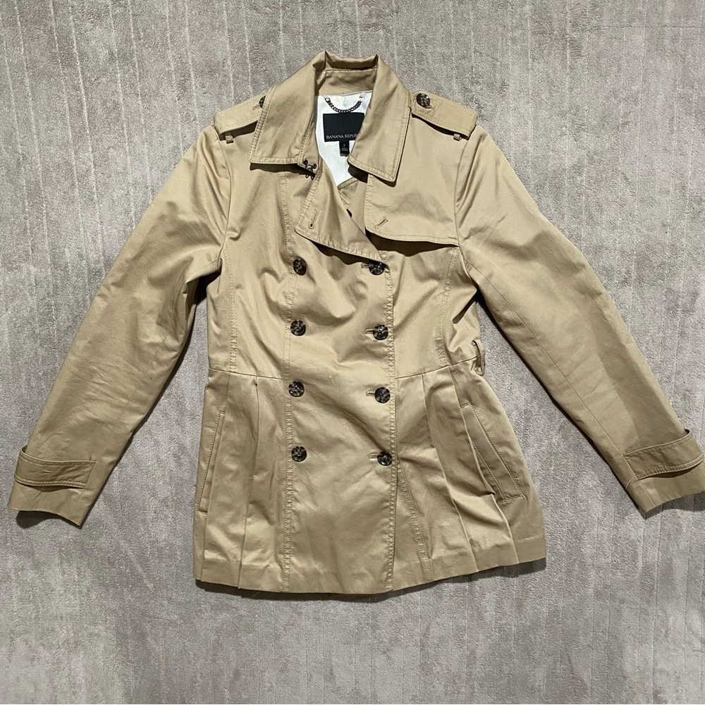 Banana Republic Khaki Tan Double-Breasted Trench Coat
